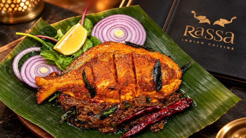 Kerala Fish Pollichathu at Rassa, Waltham