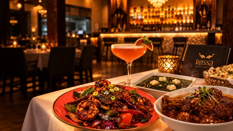 Indo-Chinese dishes with a cocktail